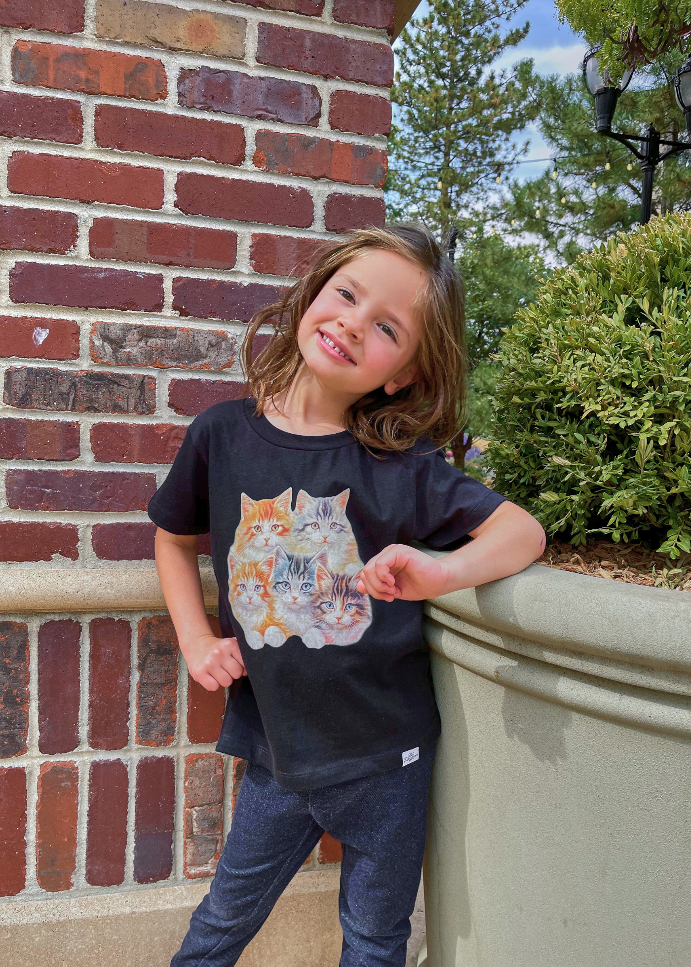 Kittens Kid's Black T-Shirt