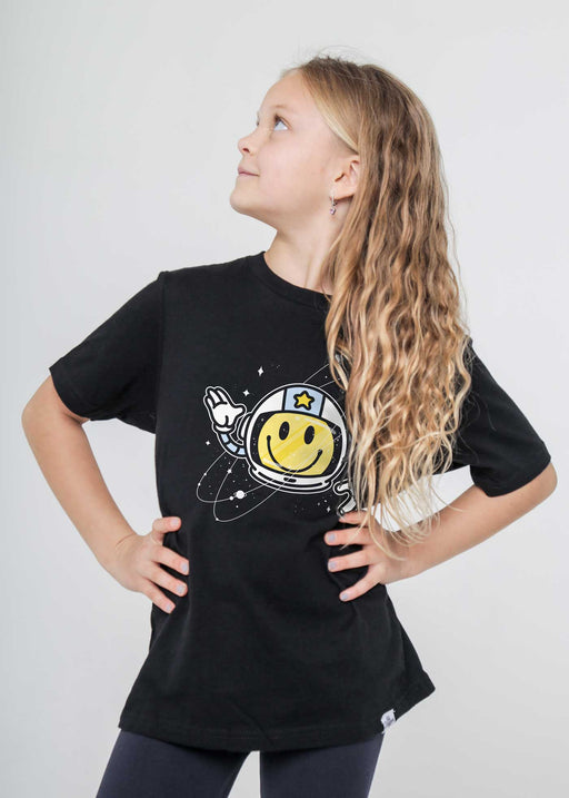 Astro Smiley Kid's Black T-Shirt