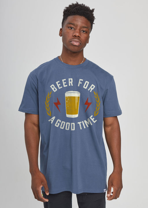 Beer for a Good Time Men's Slate Blue Heavyweight T-Shirt
