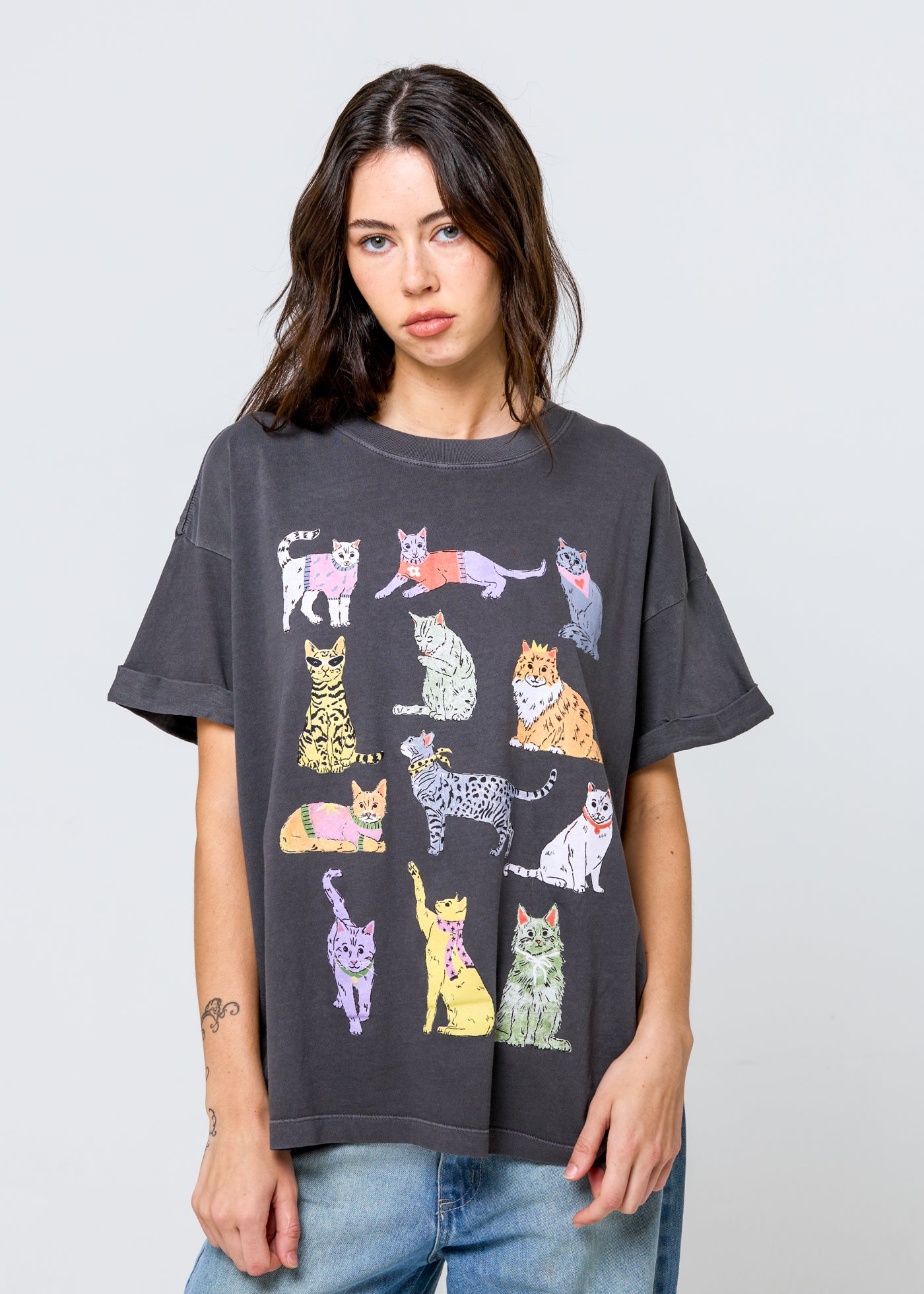 Cats Vintage Black Boyfriend Tee