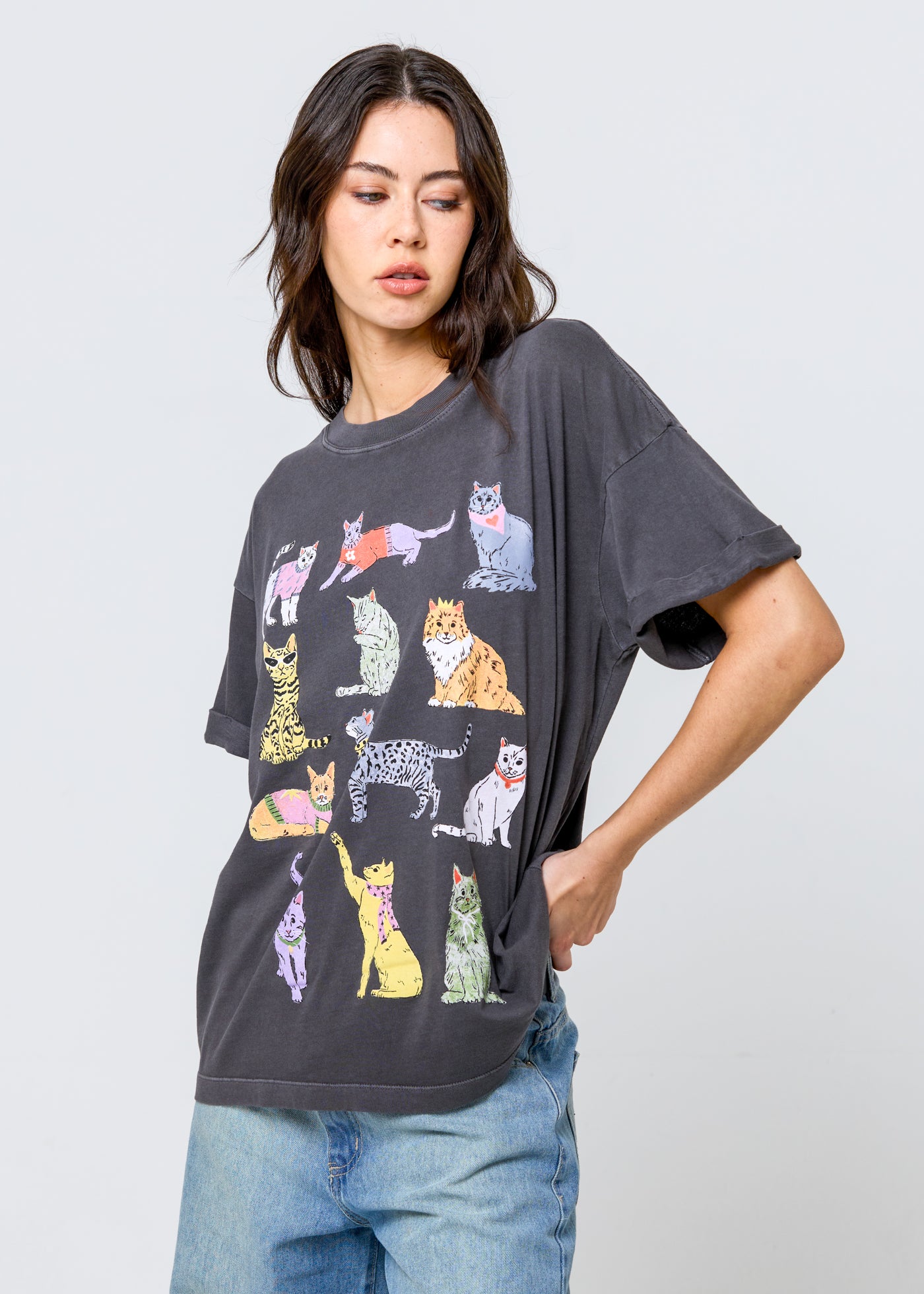 Cats Vintage Black Boyfriend Tee
