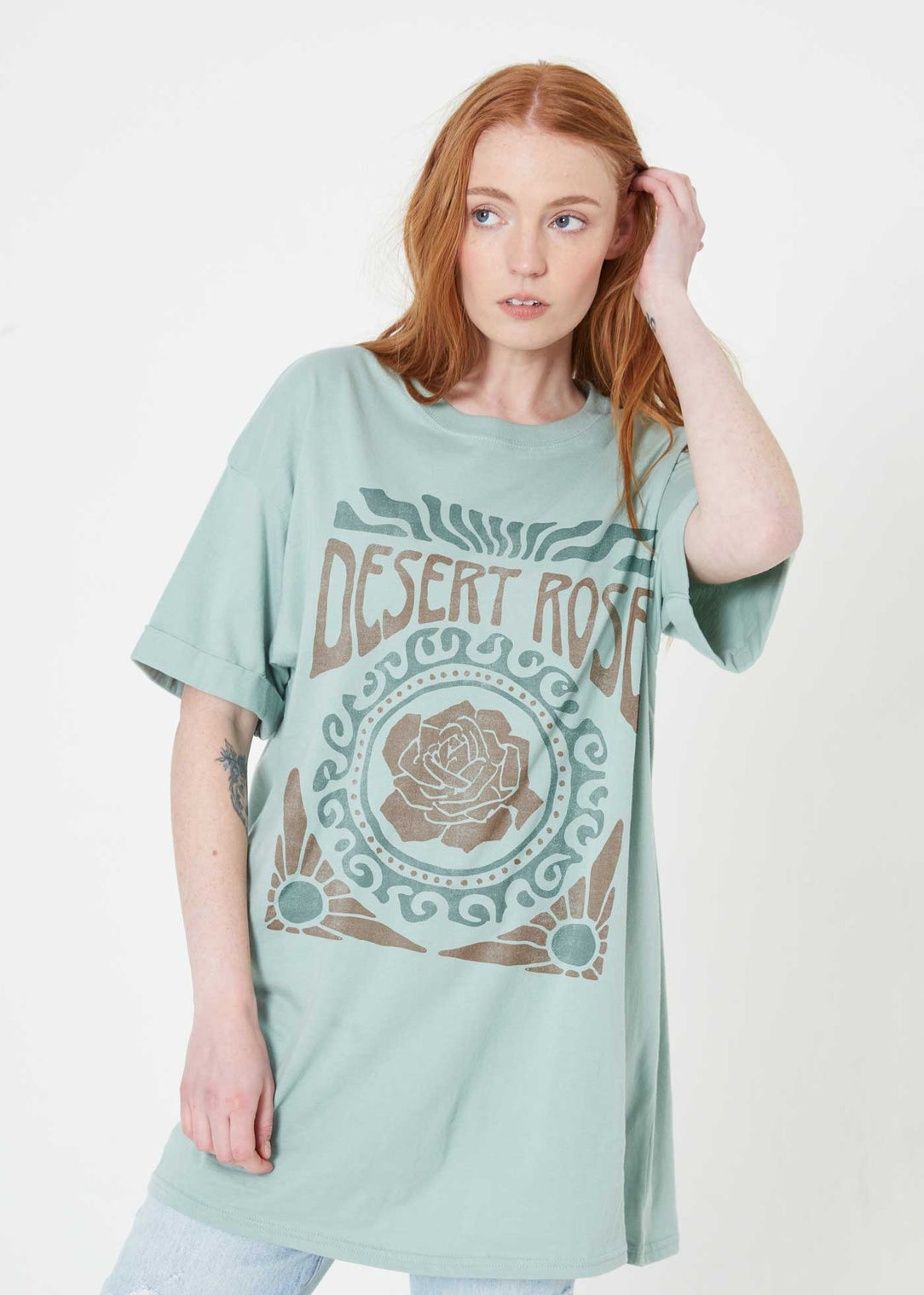 Desert Rose Jade Green Tee Dress
