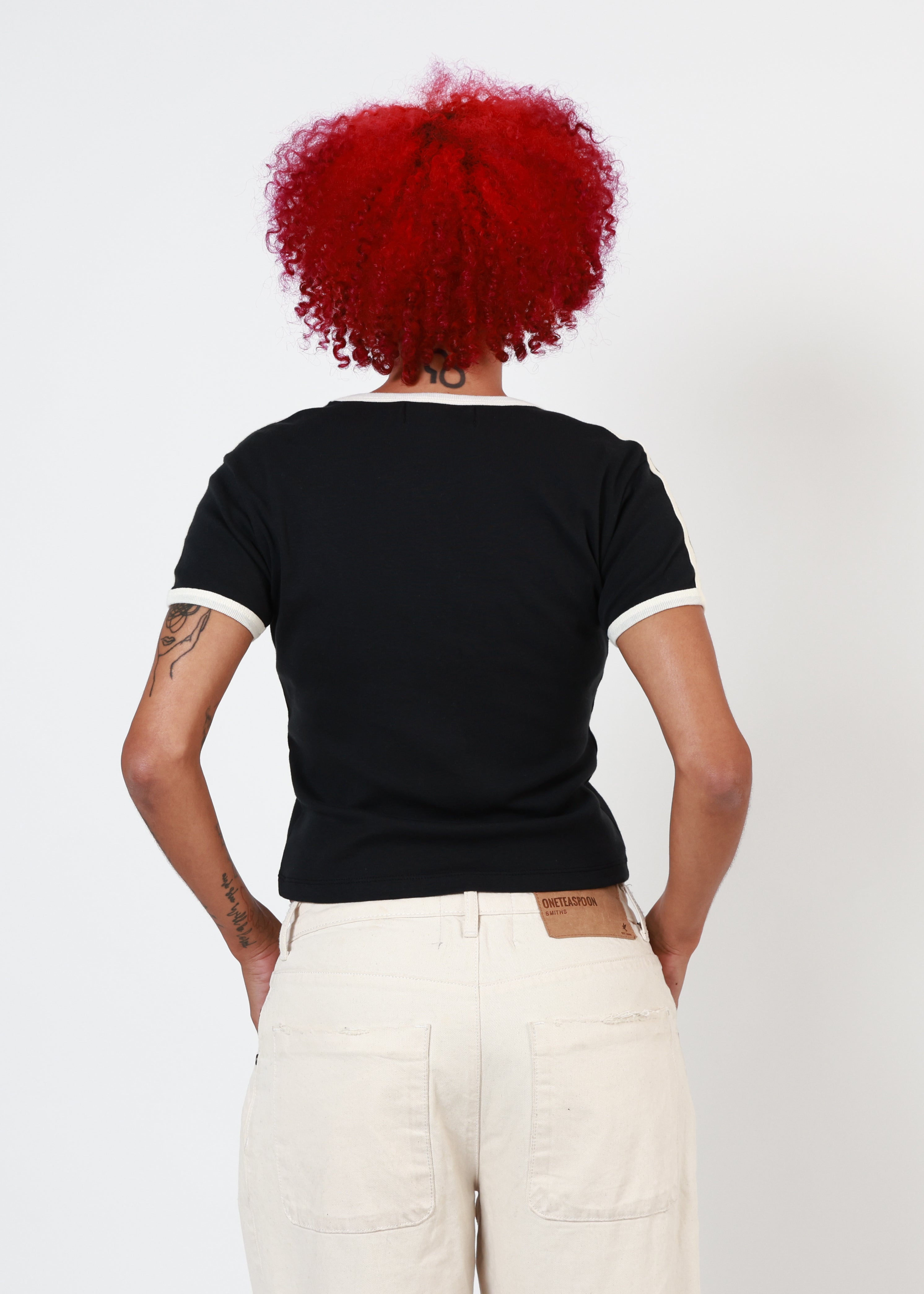 Roses Are Red Black & Bone Baby Ringer Tee