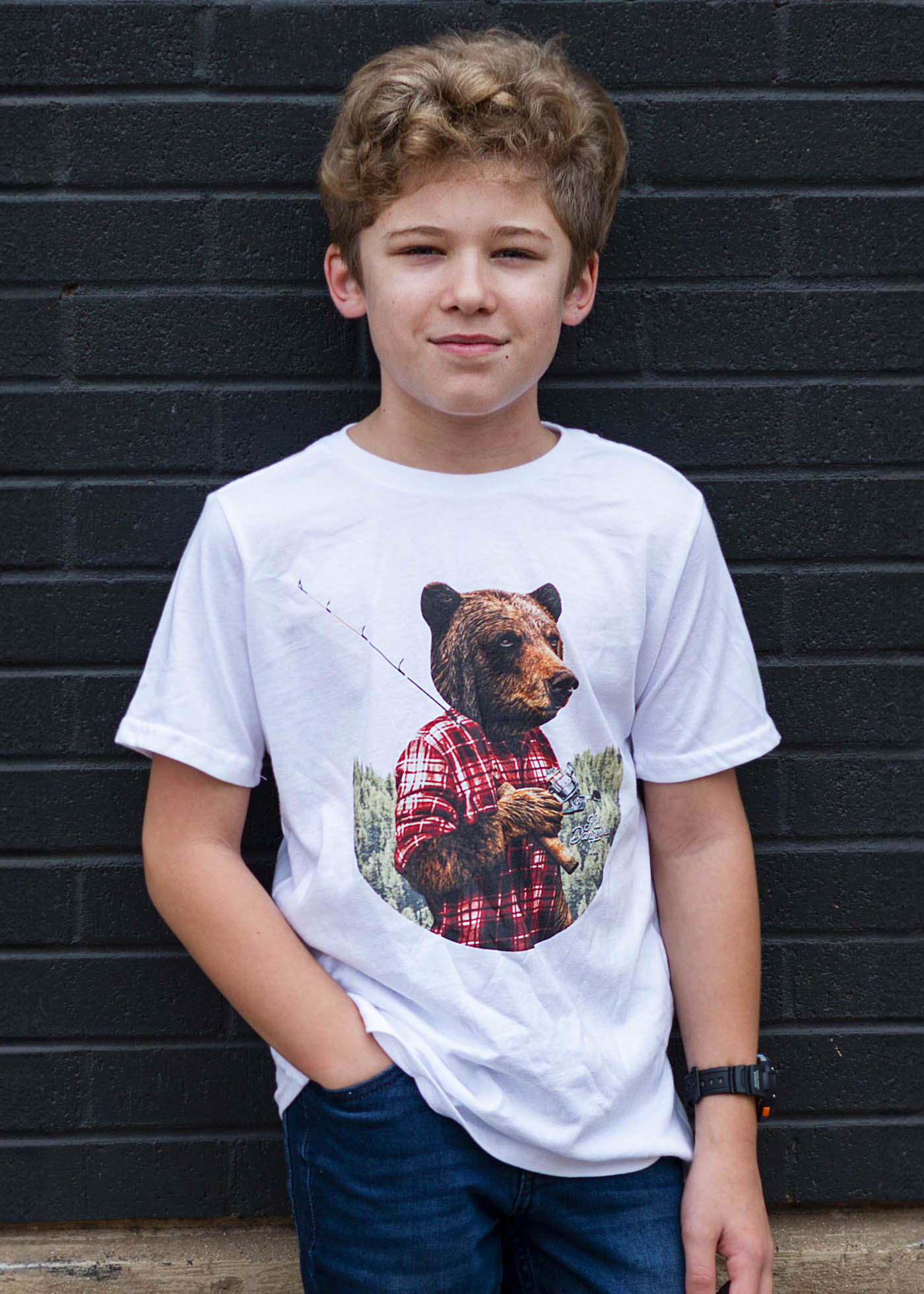 Gone Fishing Kid's White T-Shirt