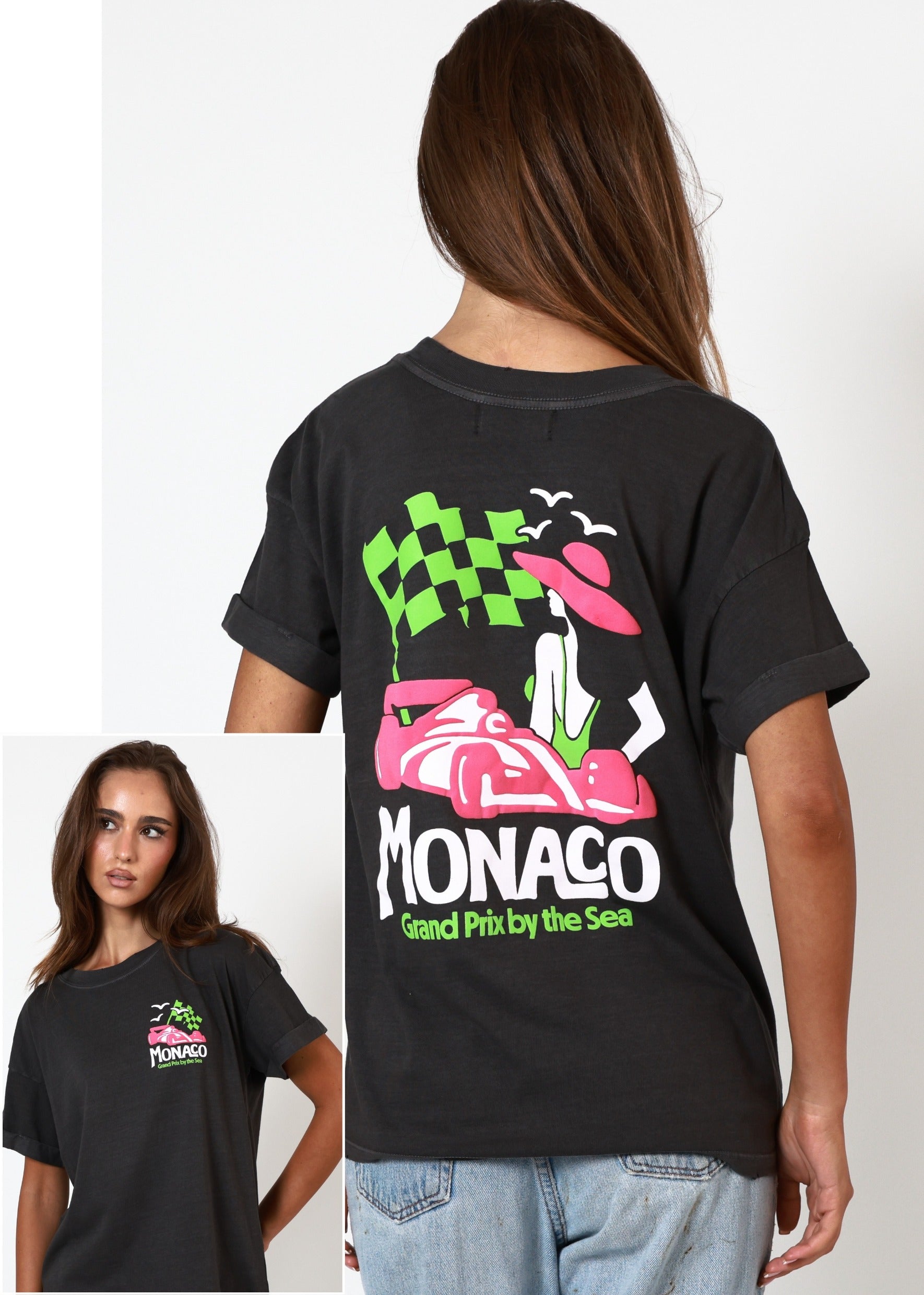 Monaco Vintage Black Boyfriend Tee