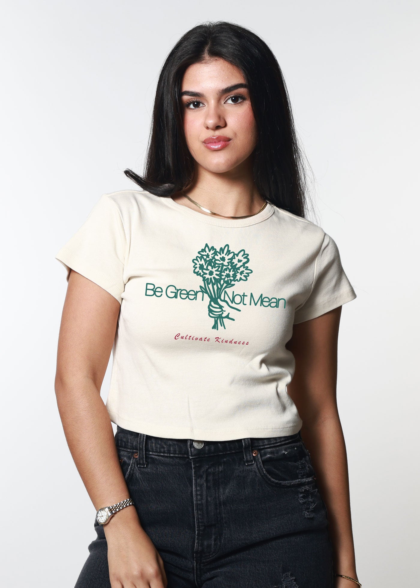 Be Green Off White Baby Tee