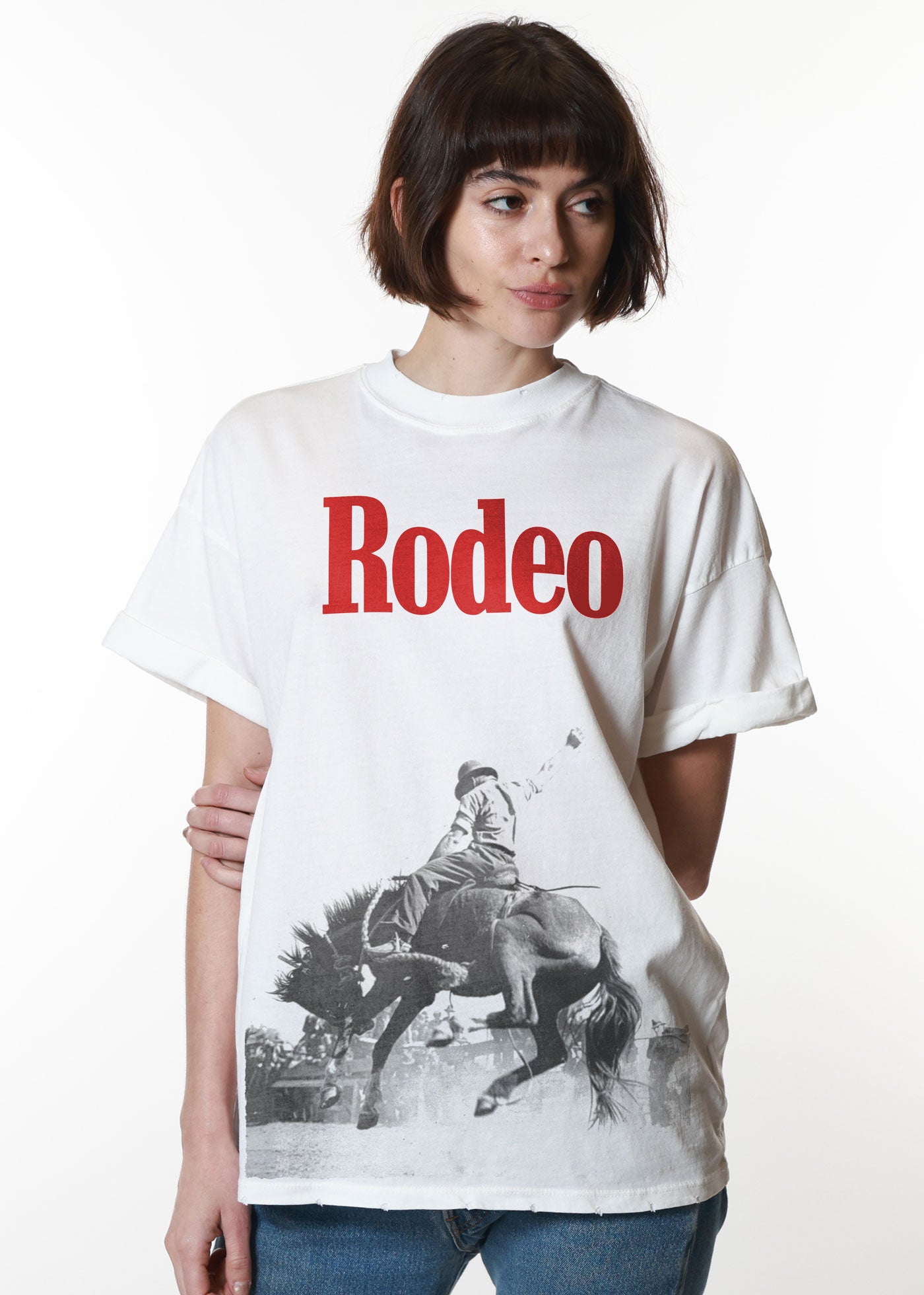 Rodeo Vintage White Boyfriend Tee