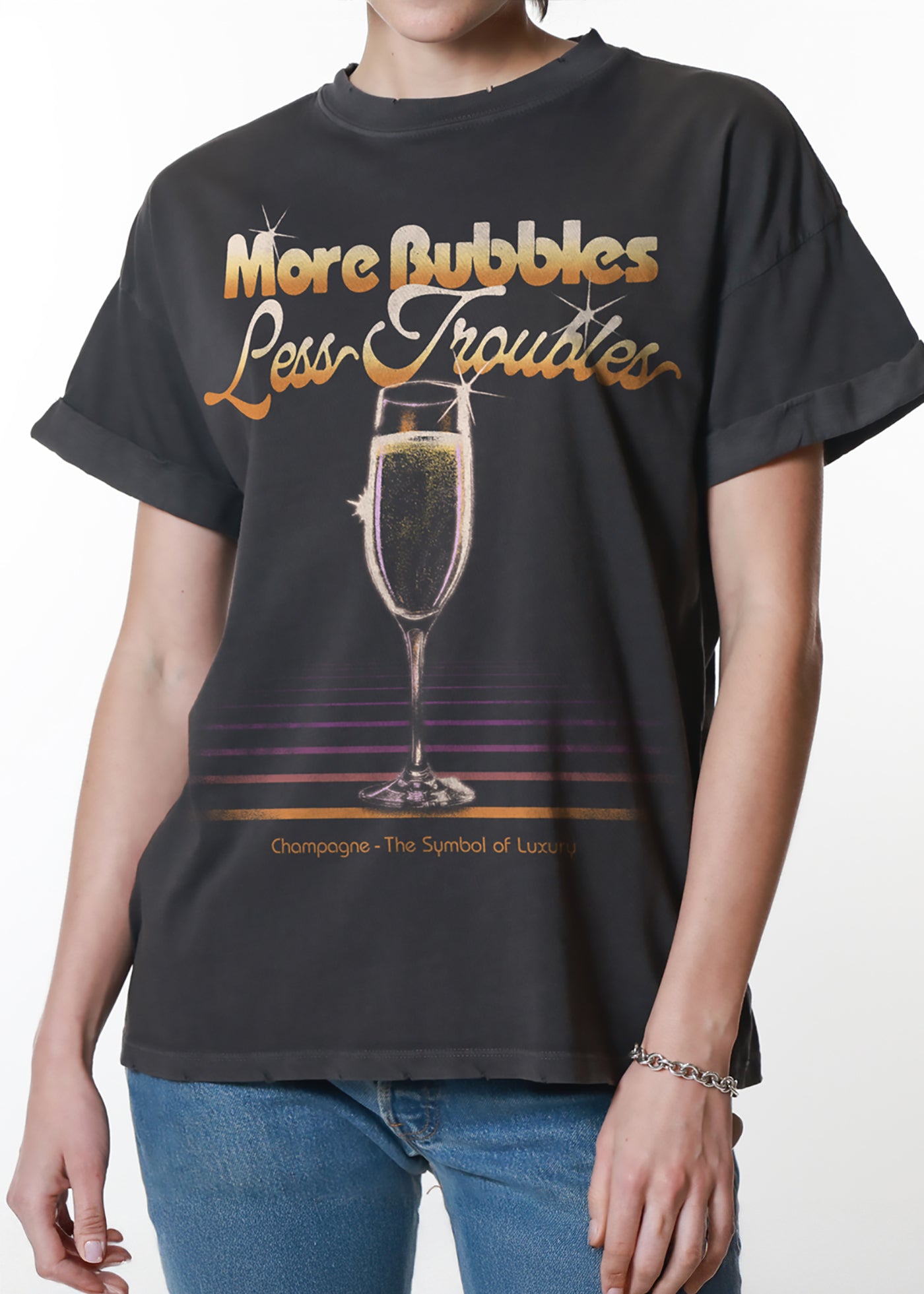 More Bubbles Vintage Black Boyfriend Tee