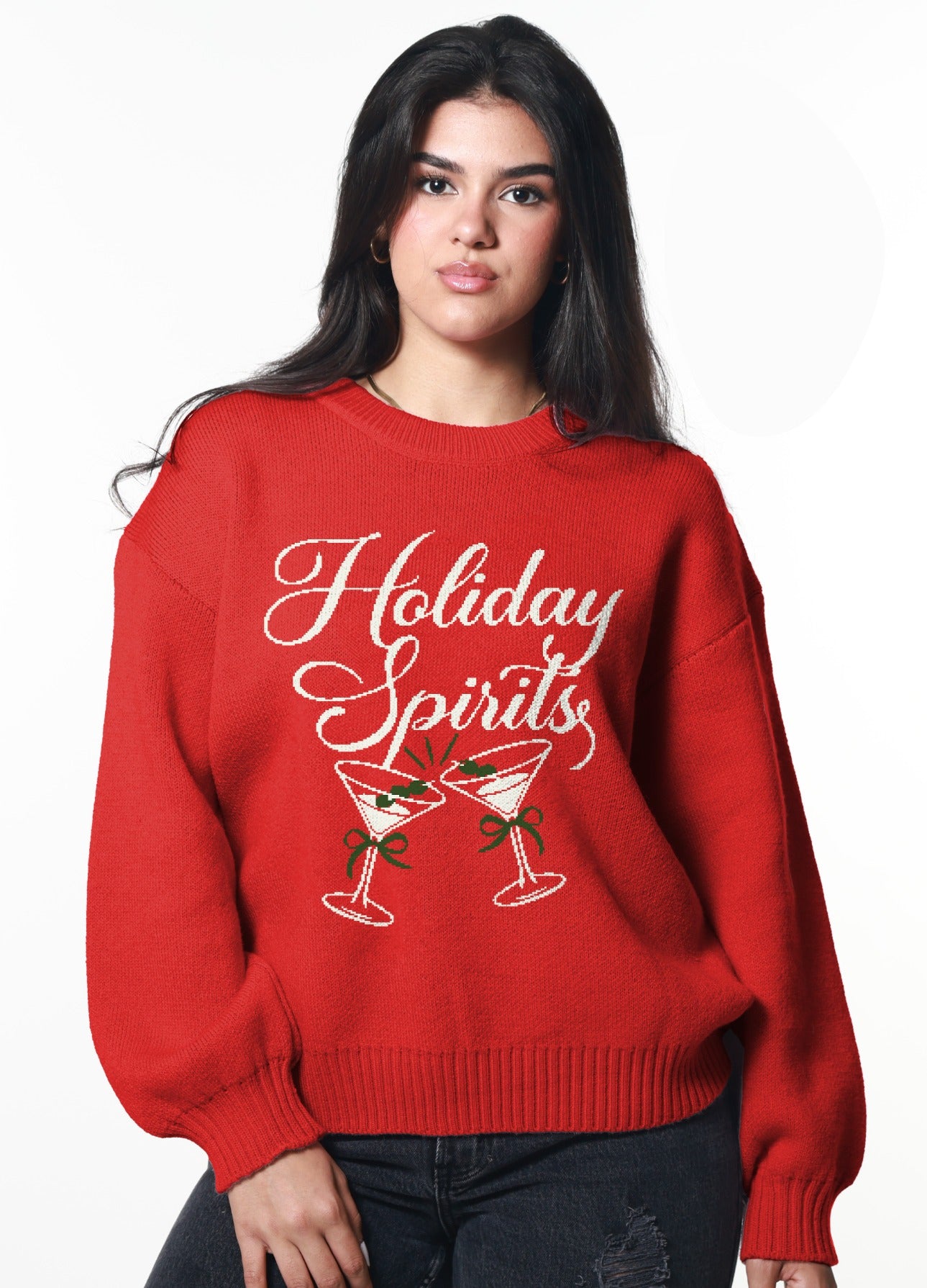 Holiday Spirits Red Oversized Sweater