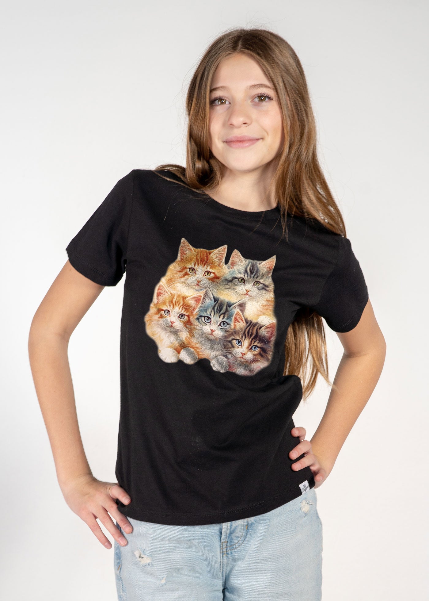 Kittens Kid's Black T-Shirt
