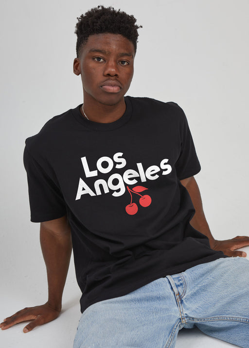 Los Angeles Cherries Men's Black Heavyweight T-Shirt alternate view
