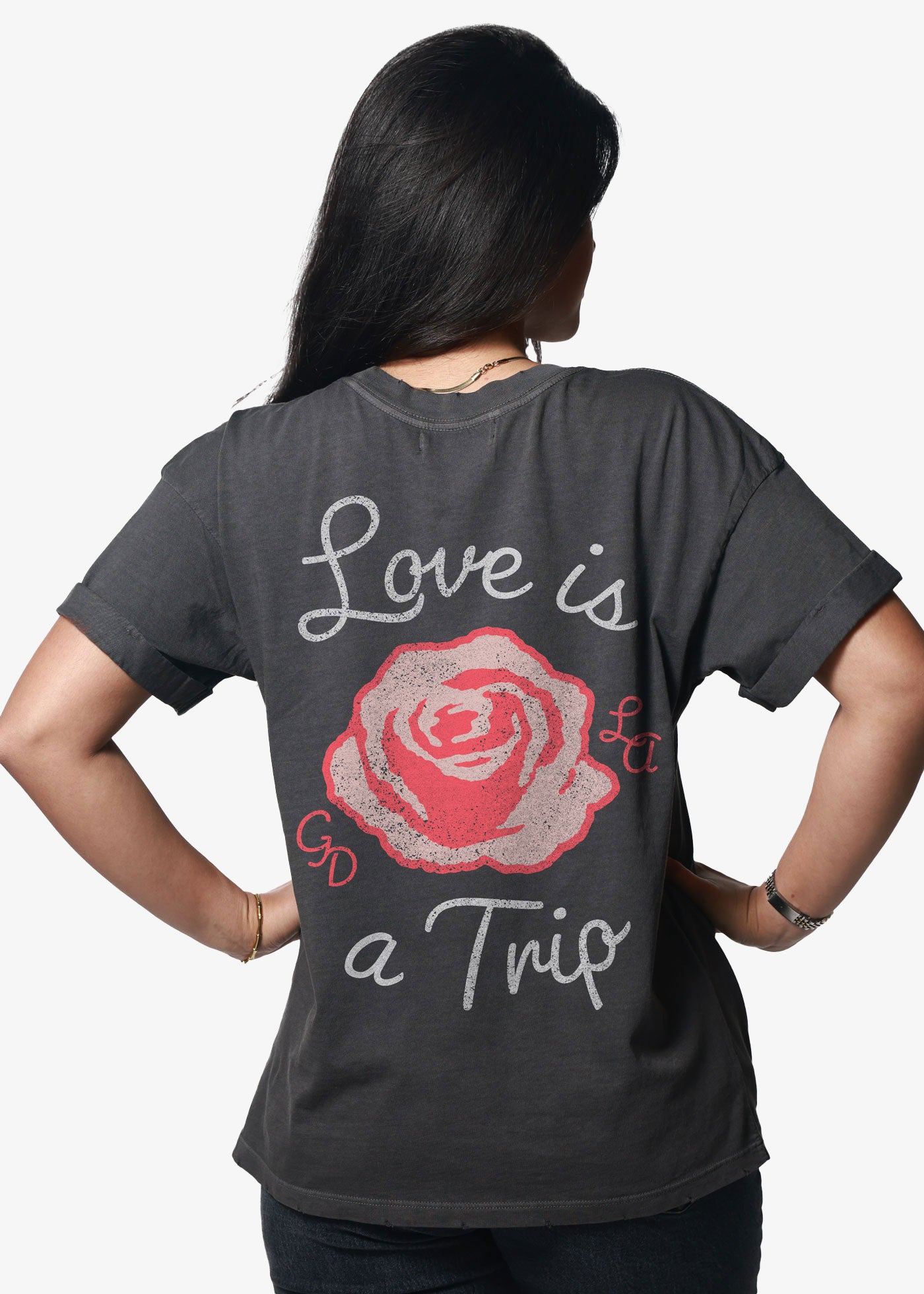Love Is A Trip Vintage Black Boyfriend Tee