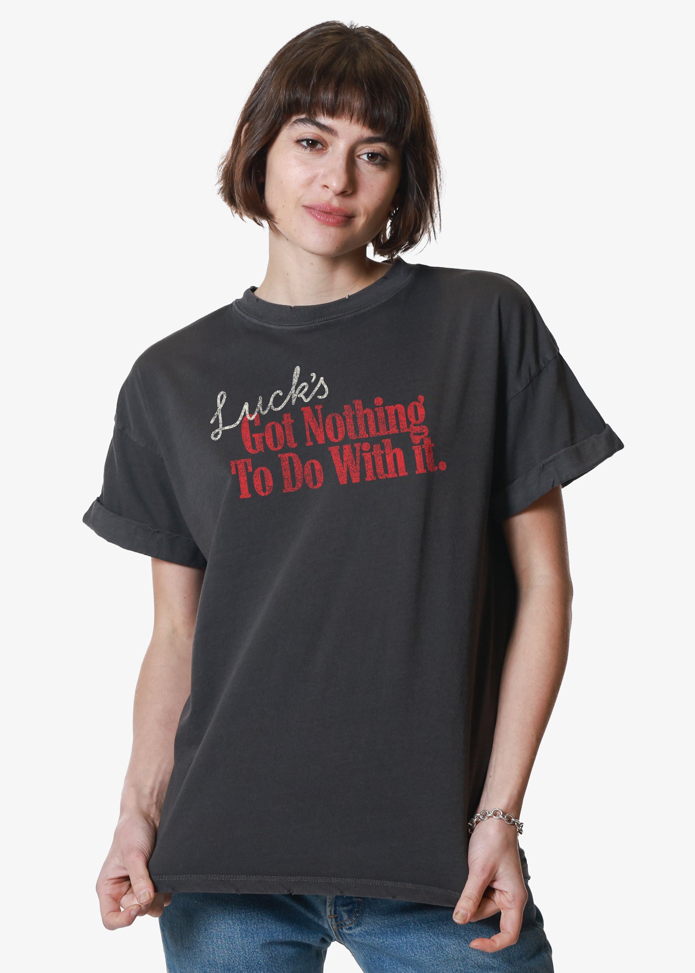 Luck Vintage Black Boyfriend Tee