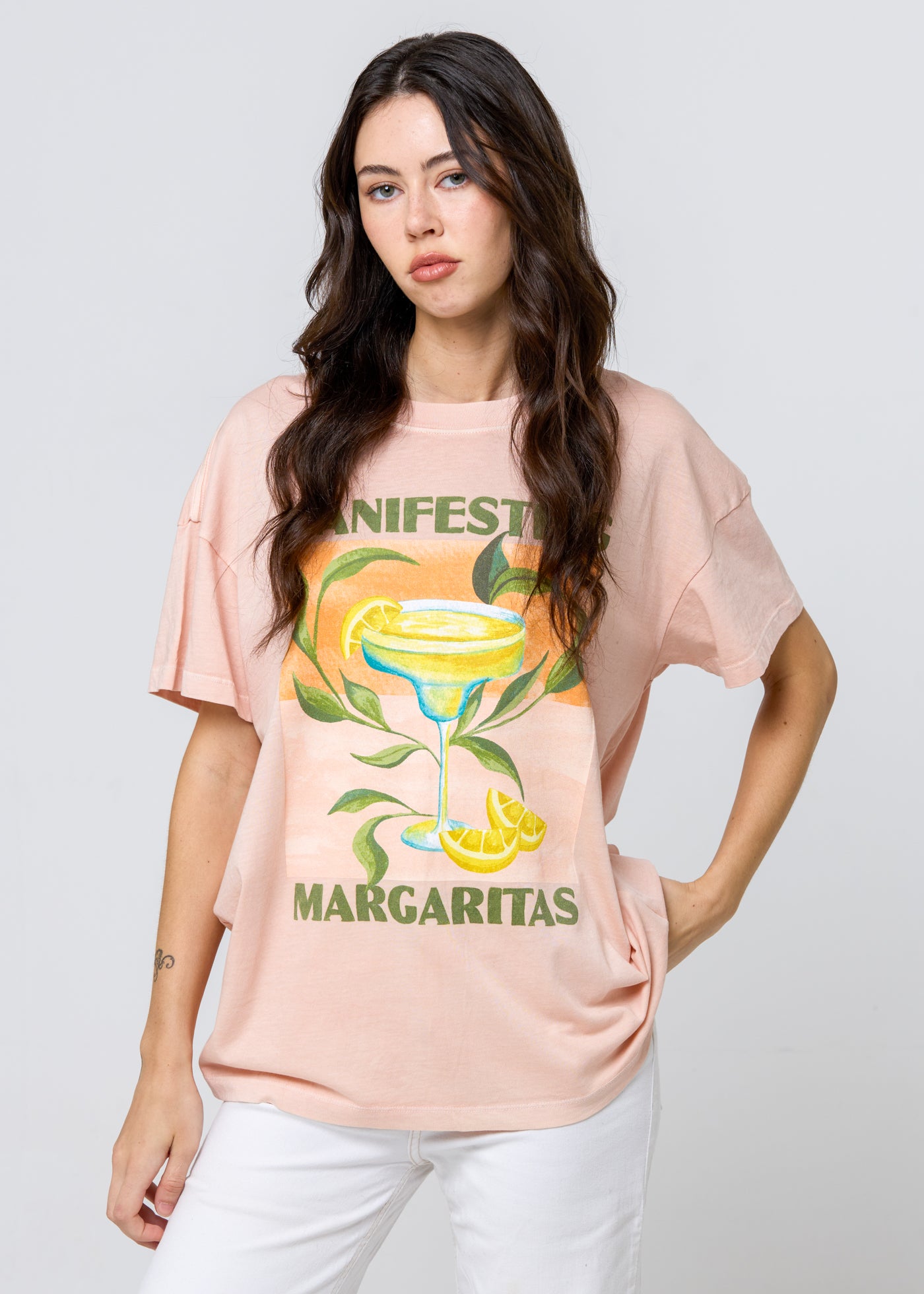 Manifesting Margaritas Light Peach Oversized Tee