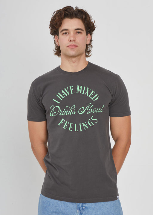 Mixed Drinks About Feelings Men's Faded Black T-Shirt