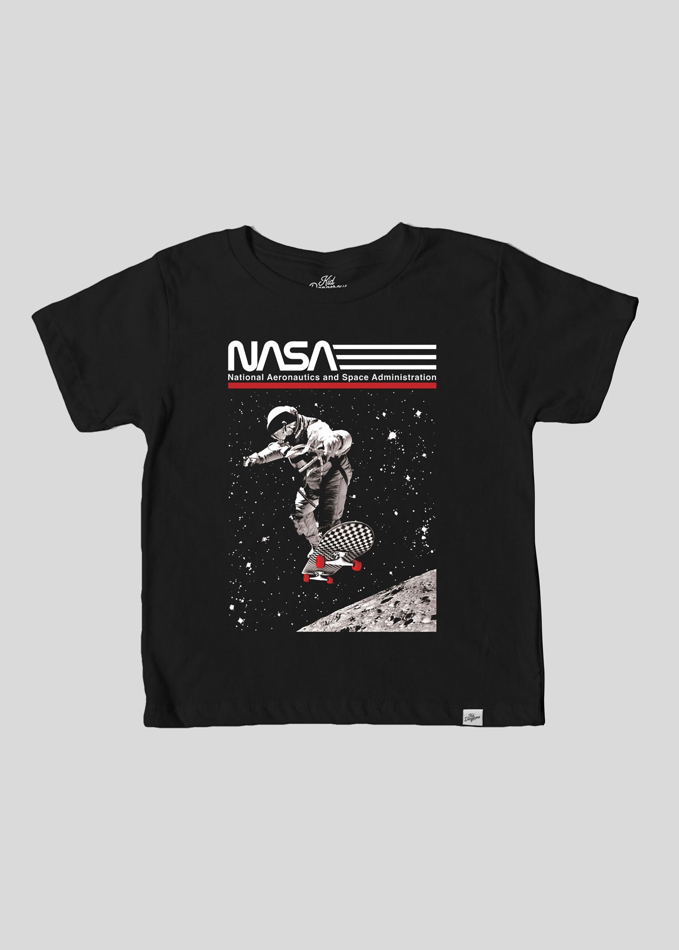 NASA Skateboarder Kid's Black T-Shirt