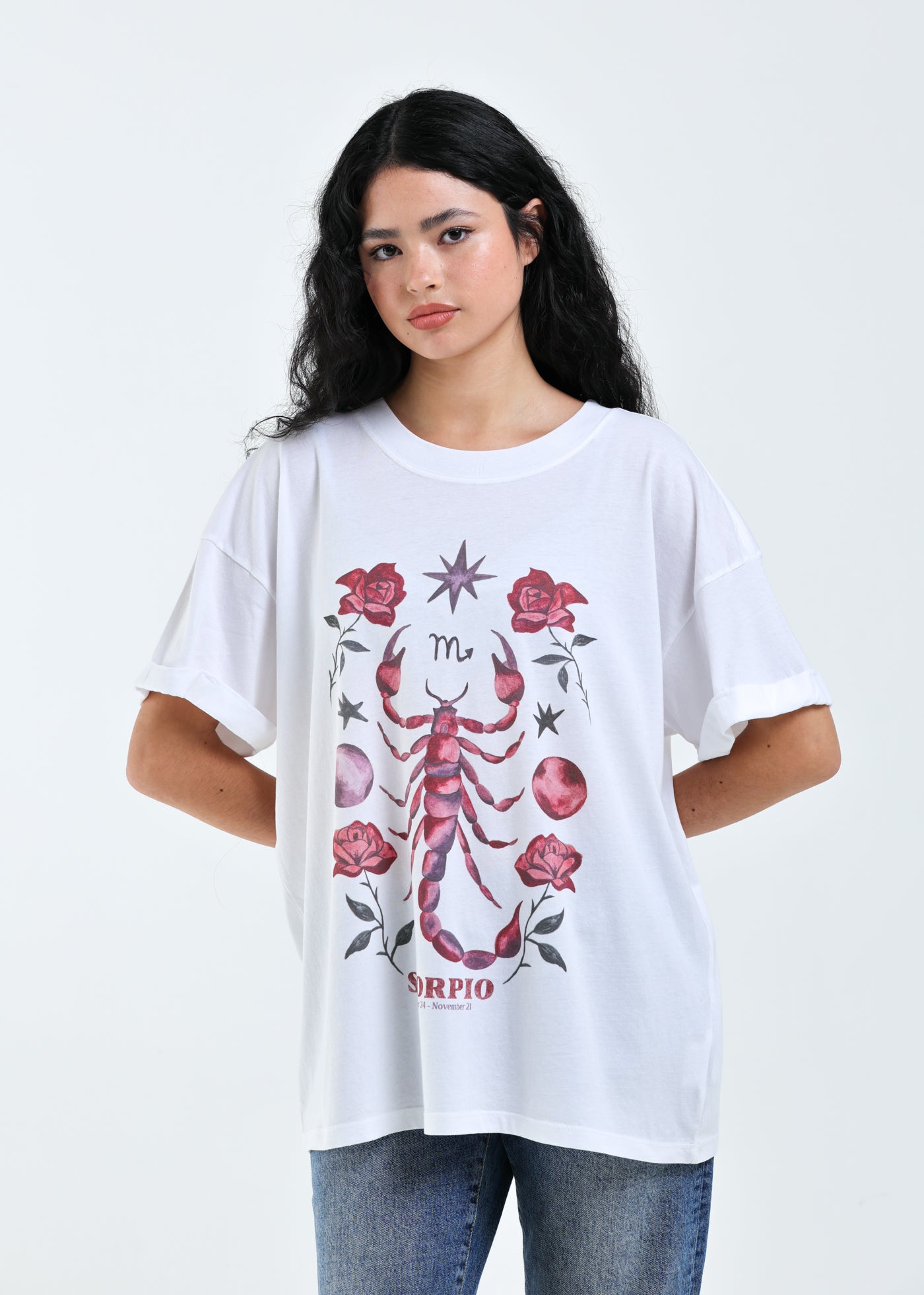 Scorpio Cosmic Zodiac Vintage White Boyfriend Tee