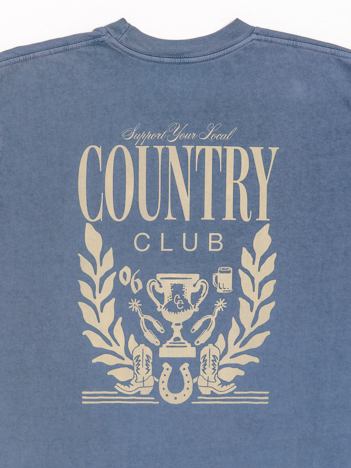 Support Your Local Country Club Slate Blue Pigment Dyed Heavyweight Tee