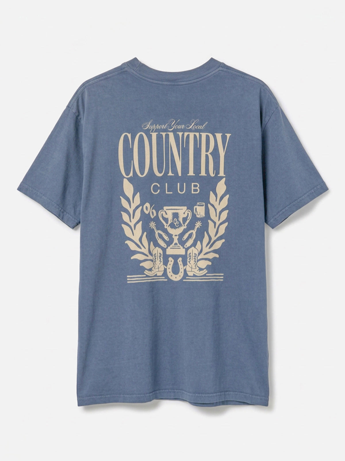 Support Your Local Country Club Slate Blue Pigment Dyed Heavyweight Tee