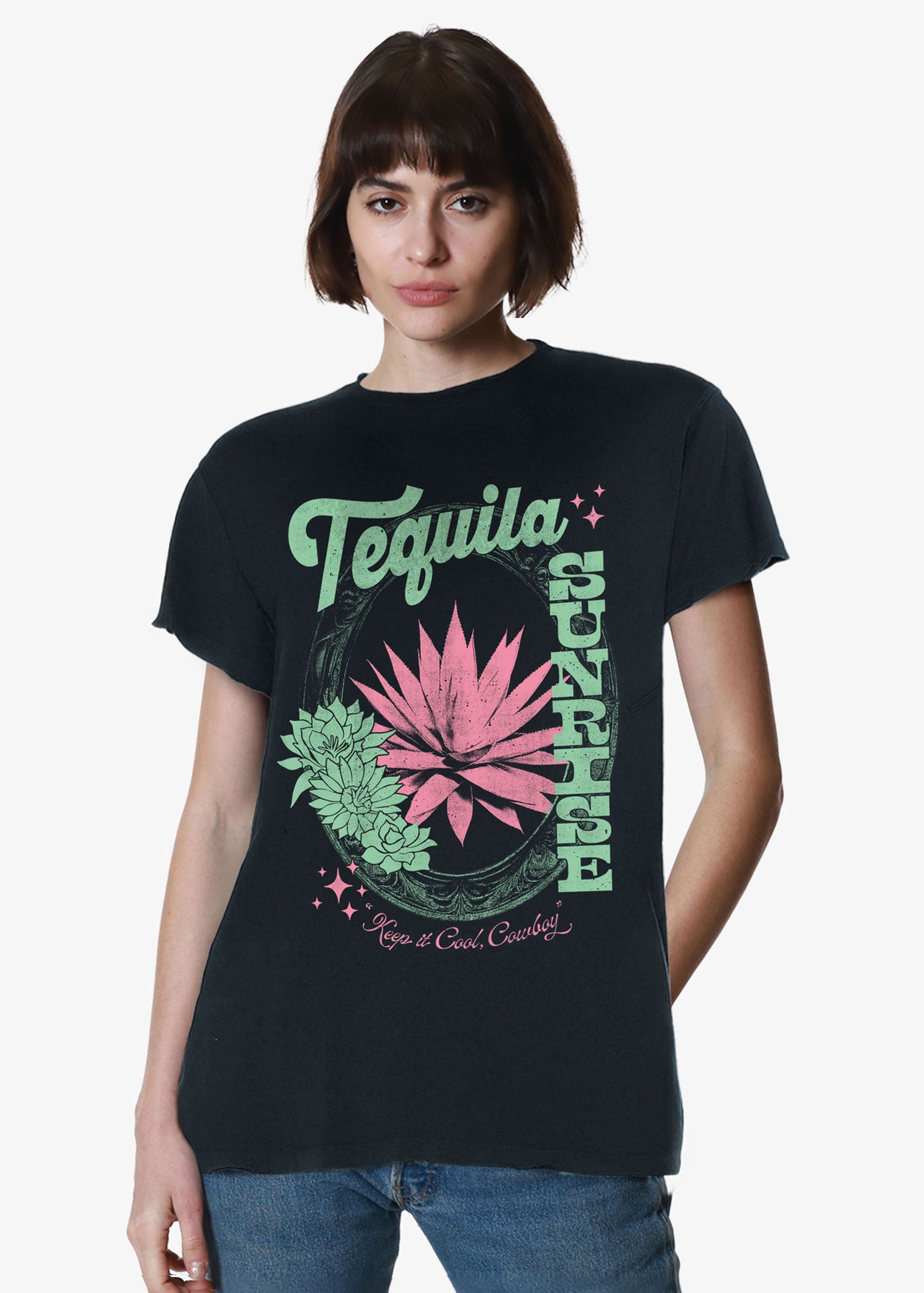 Tequila Sunrise Faded Black Vintage Tee