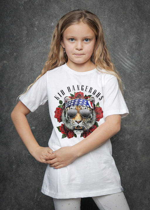 Tigers & Roses Kid's White T-Shirt