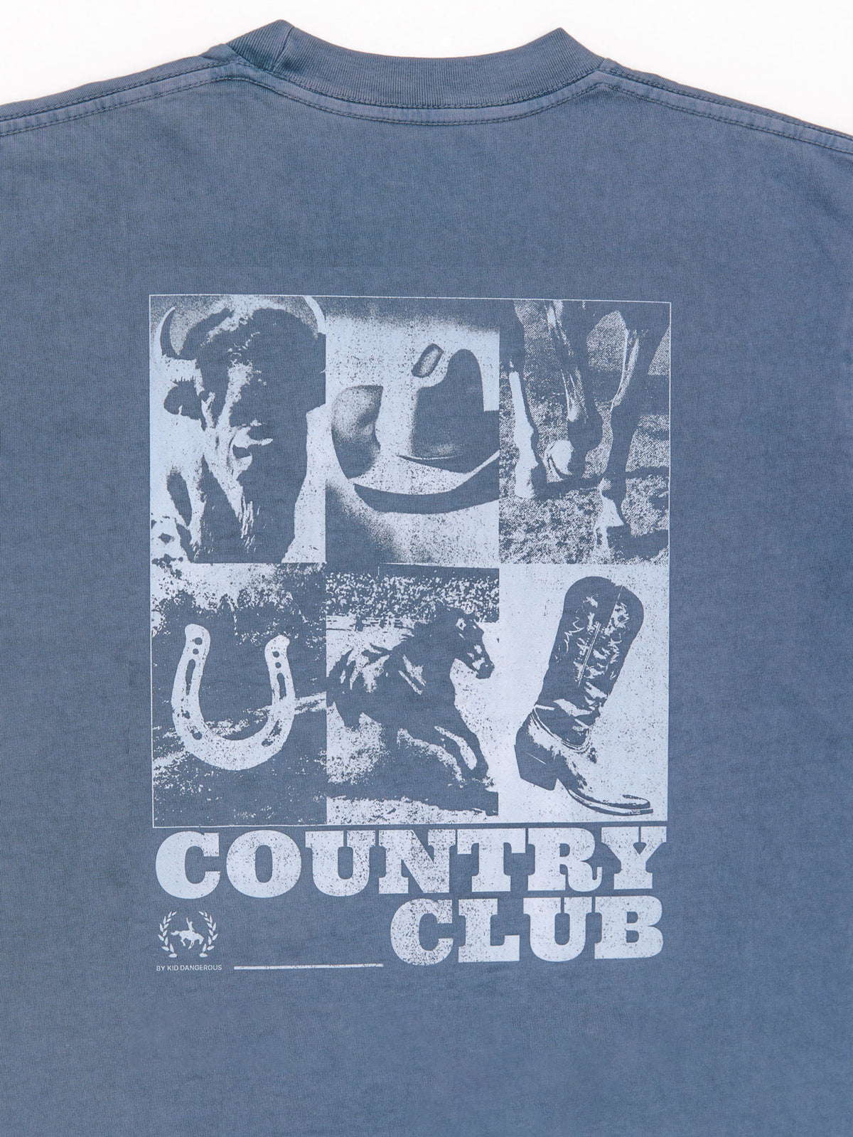 Western Collage Slate Blue Pigment Dyed Heavyweight Tee