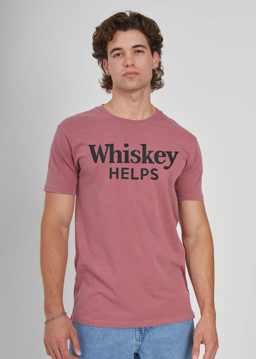 Whiskey Helps Men's Faded Wine T-Shirt