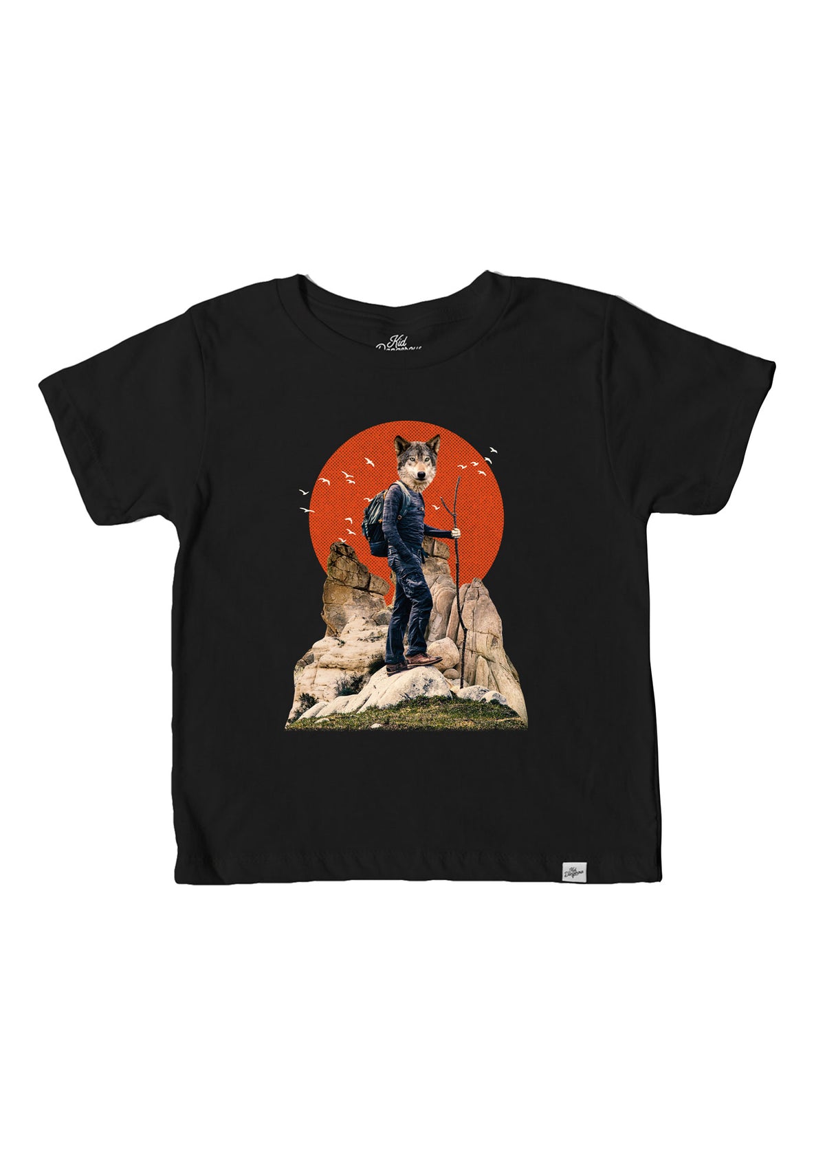 Wolf Hike Kid's Black T-Shirt