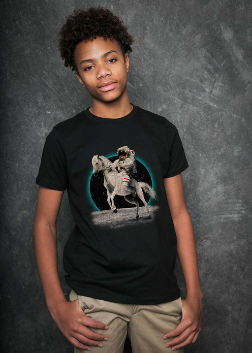 Astro Horse Kid's Black T-Shirt