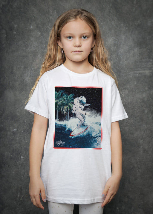 Astro Surfer Kid's White T-Shirt
