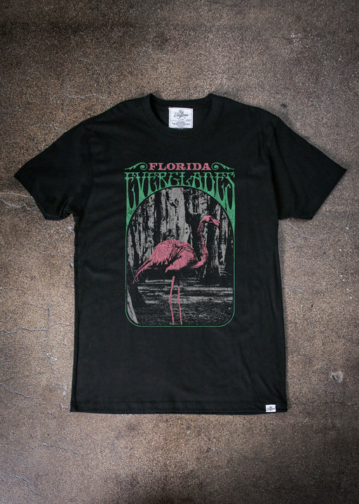 Everglades Flamingo Men's Black Classic T-Shirt alternate view