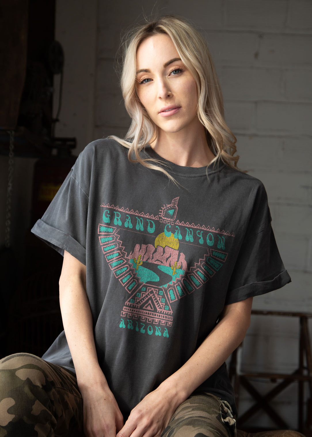 Grand Canyon Black Boyfriend Tee