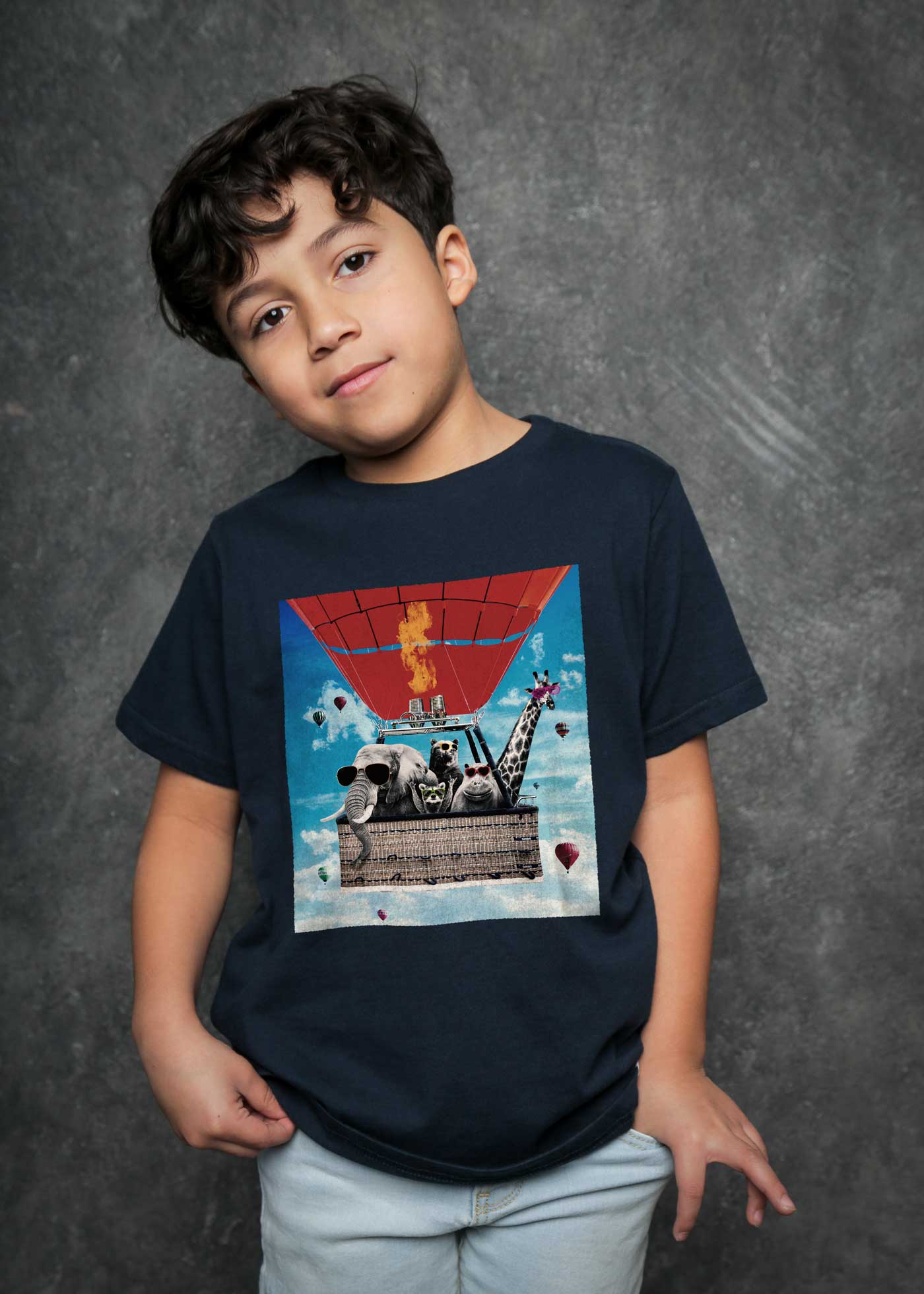 Hot Air Balloon Kid's Navy T-Shirt