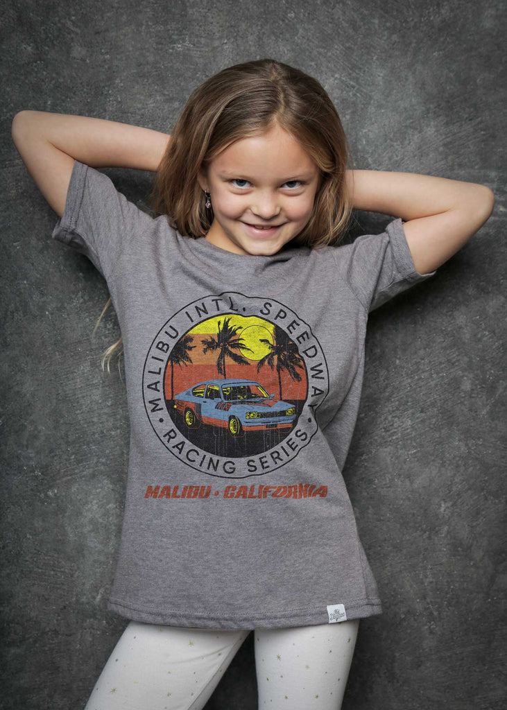 Malibu Speedway Kid\'s Heather Grey T-Shirt — Kid Dangerous