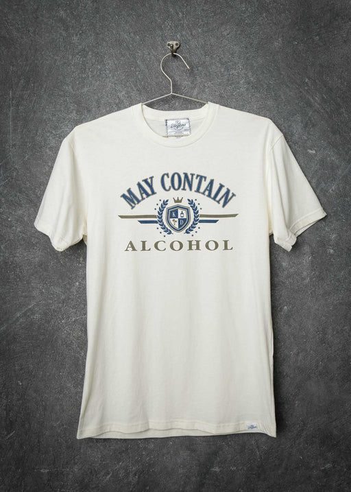 May Contain Alcohol Crest Men's Antique White Classic T-Shirt