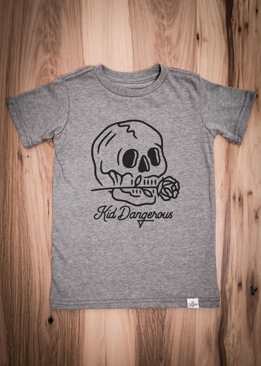 Rose Skull Kid's Heather Grey T-Shirt alternate view