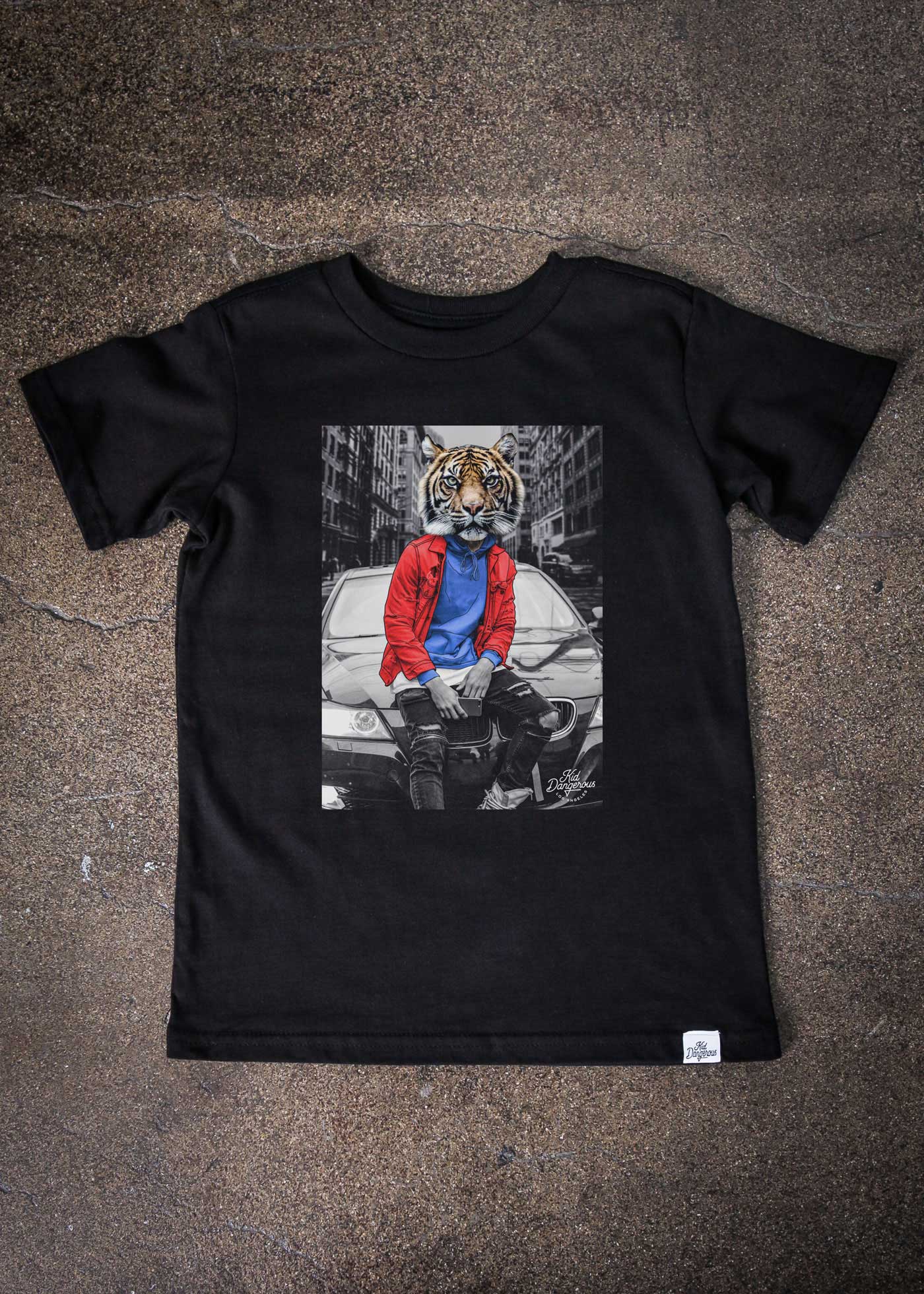 Street Tiger Kid's Black T-Shirt