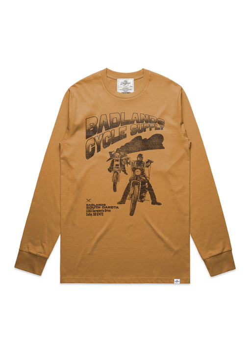 Badlands Cycle Supply Men's Camel Heavyweight Long Sleeve T-Shirt alternate view