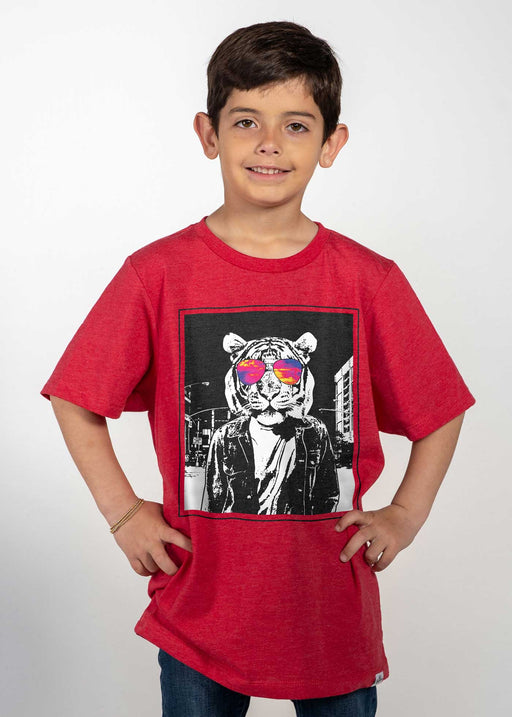 City Tiger Kid's Heather Red T-Shirt alternate view
