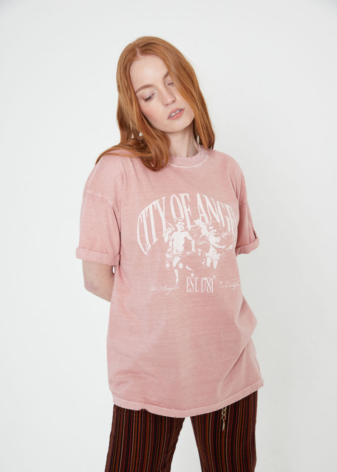 City of Angels Dusty Pink Boyfriend Tee