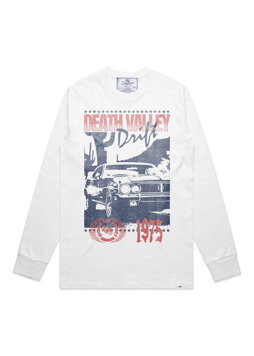 Death Valley Drift Men's White Heavyweight Long Sleeve T-Shirt