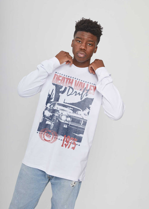 Death Valley Drift Men's White Heavyweight Long Sleeve T-Shirt alternate view