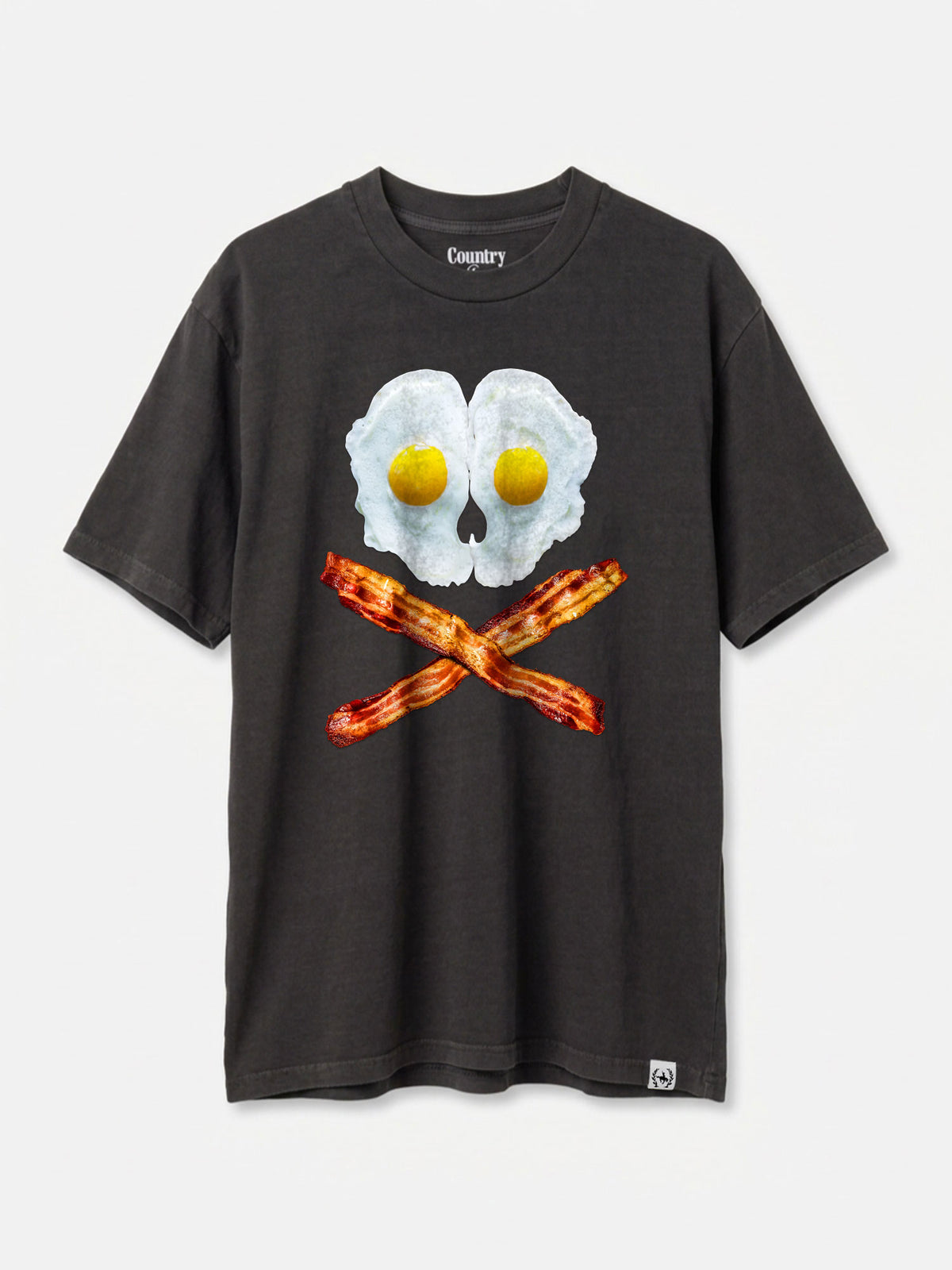 Bacon & Eggs Skull Vintage Black Pigment Dyed Heavyweight Tee