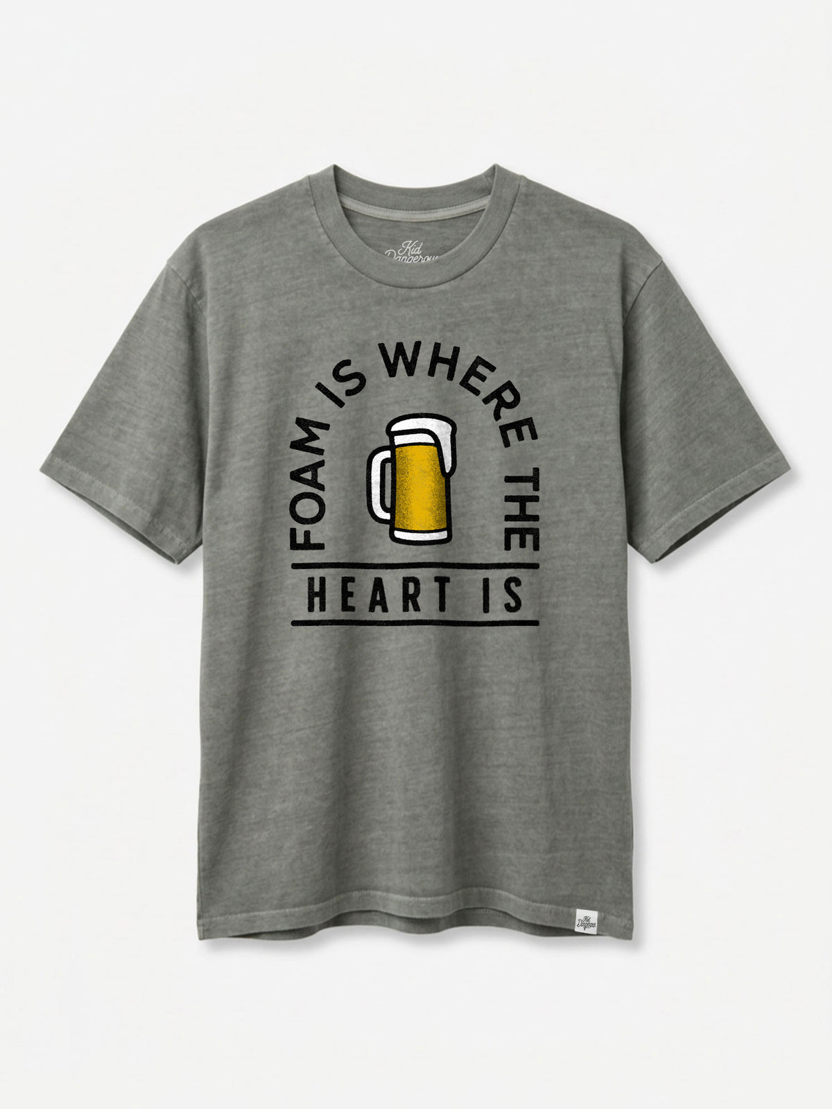 Foam Is Where The Heart Is Army Green Pigment Dyed Heavyweight Tee