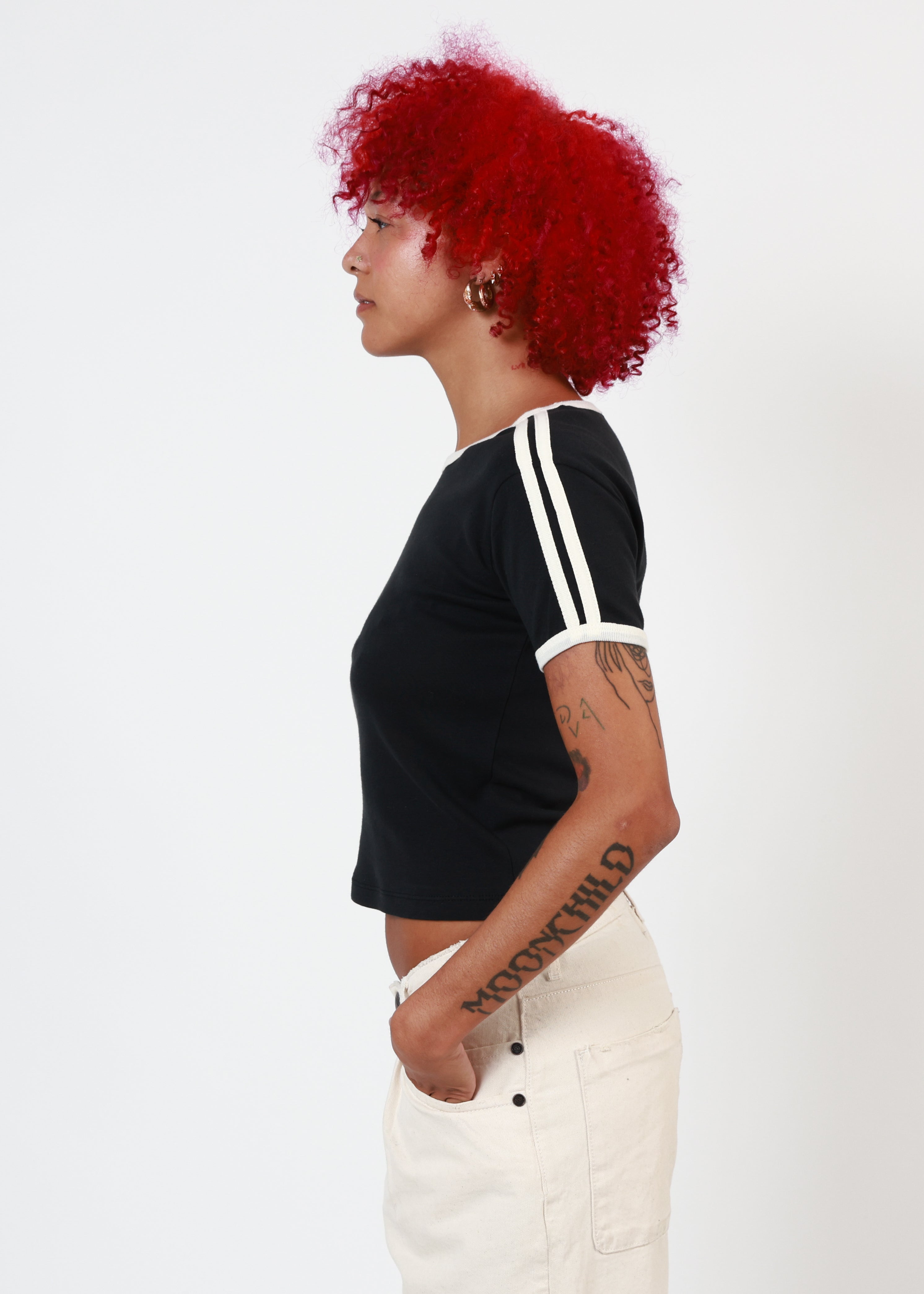 Roses Are Red Black & Bone Baby Ringer Tee