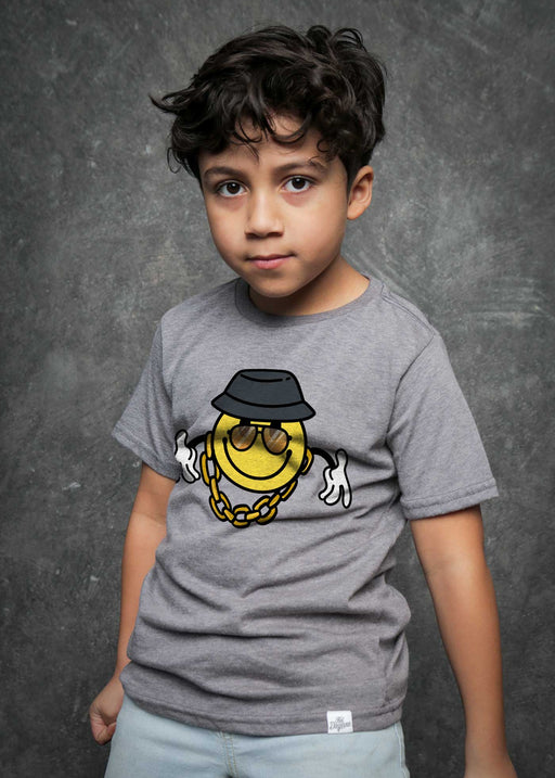 Hip Hop Smiley Kid's Heather Grey T-Shirt alternate view