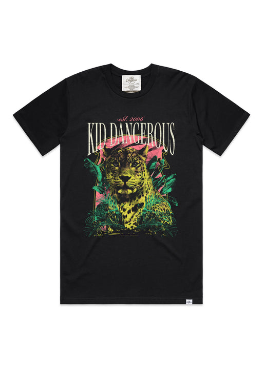 Kid Dangerous Jaguar Men's Black Heavyweight T-Shirt alternate view