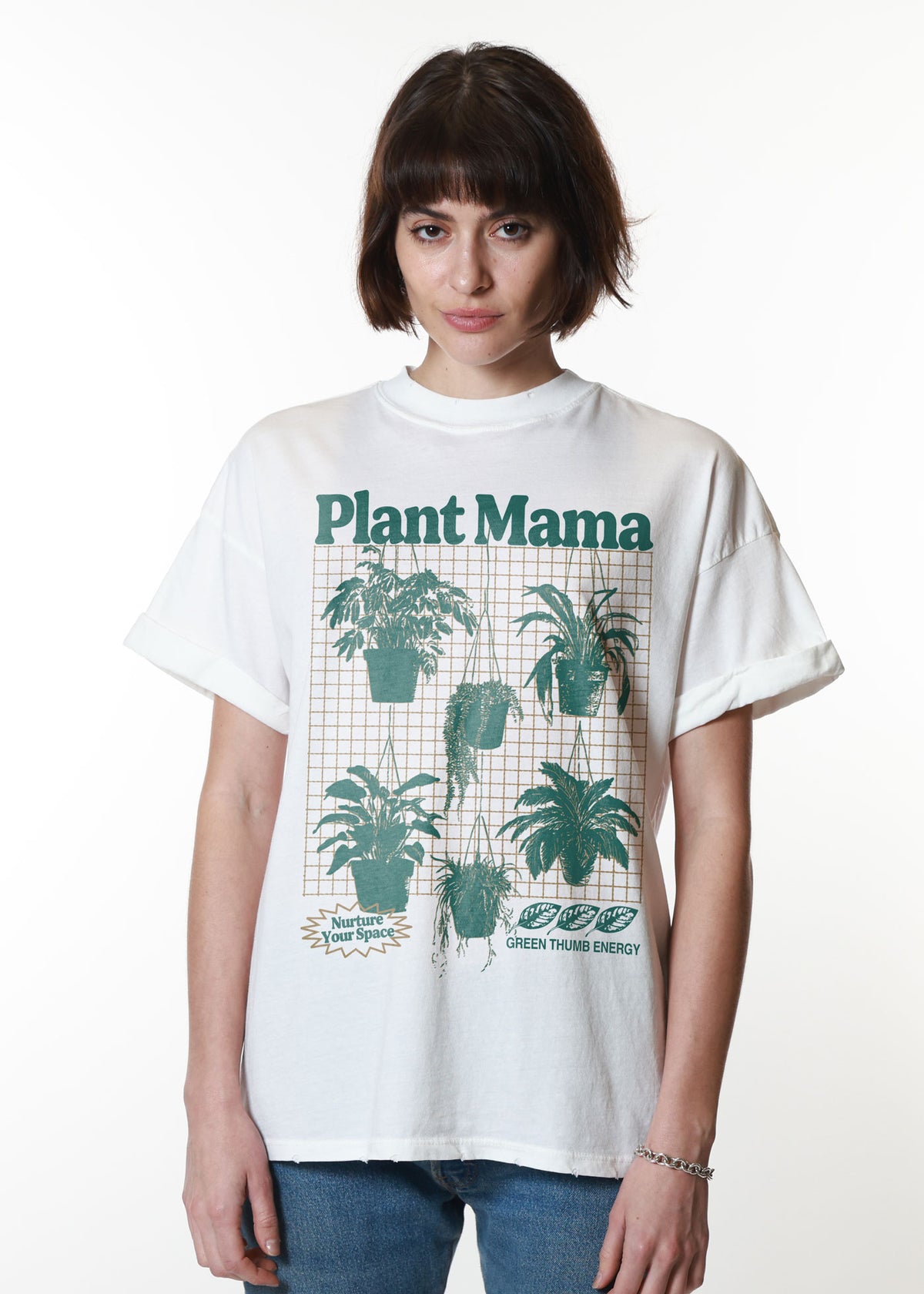 Plant Mama Vintage White Boyfriend Tee