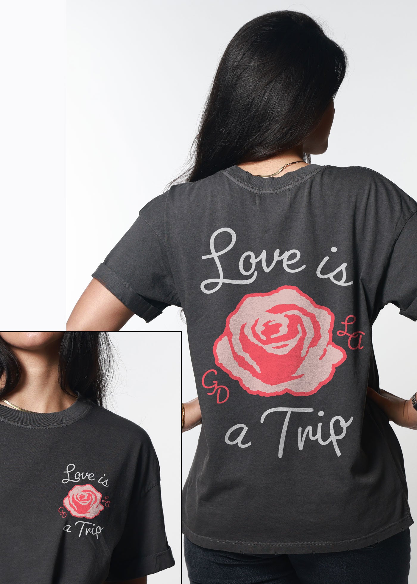 Love Is A Trip Vintage Black Boyfriend Tee