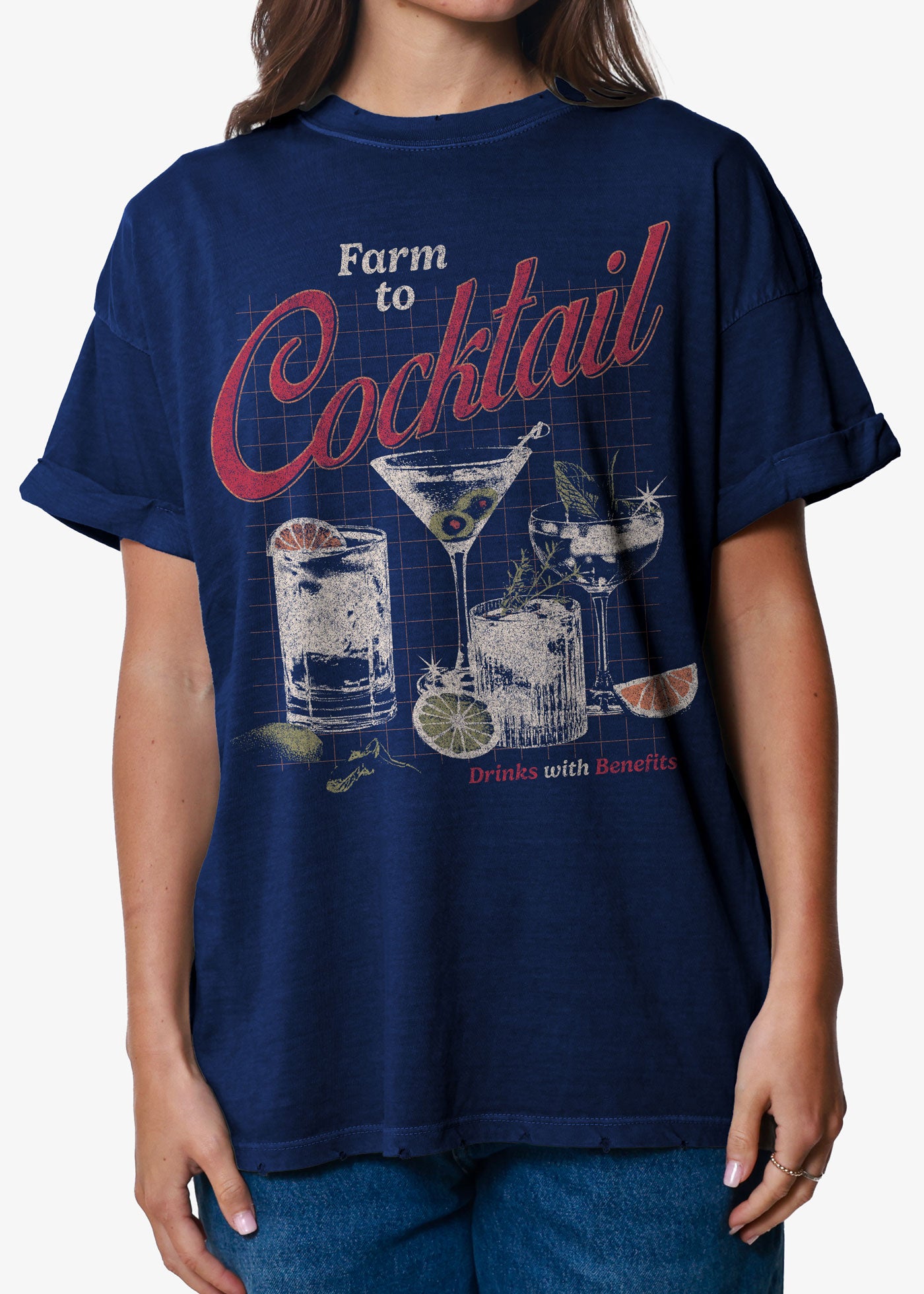 Farm to Cocktail Navy Boyfriend Tee